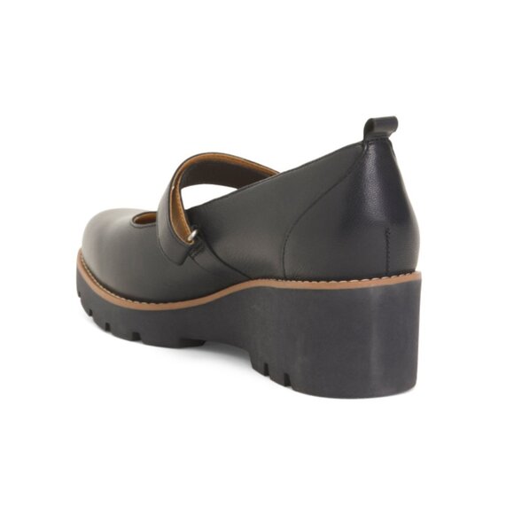 VIONIC Navy Wide Leather Alma Comfort Mary Jane Wedge Shoes - Picture 2 of 2